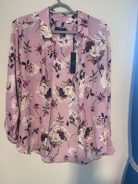 Floral Button-Up Blouse - Pink
